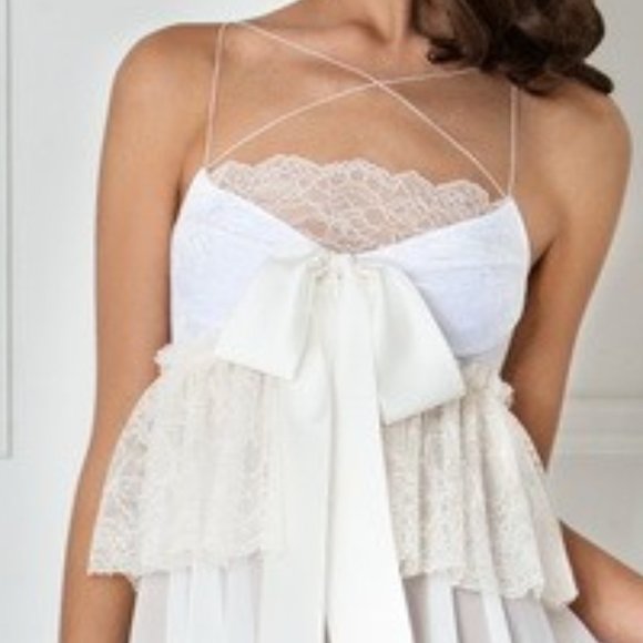 LACE & CHIFFON RUFFLE NIGHTDRESS - Picture 2 of 4